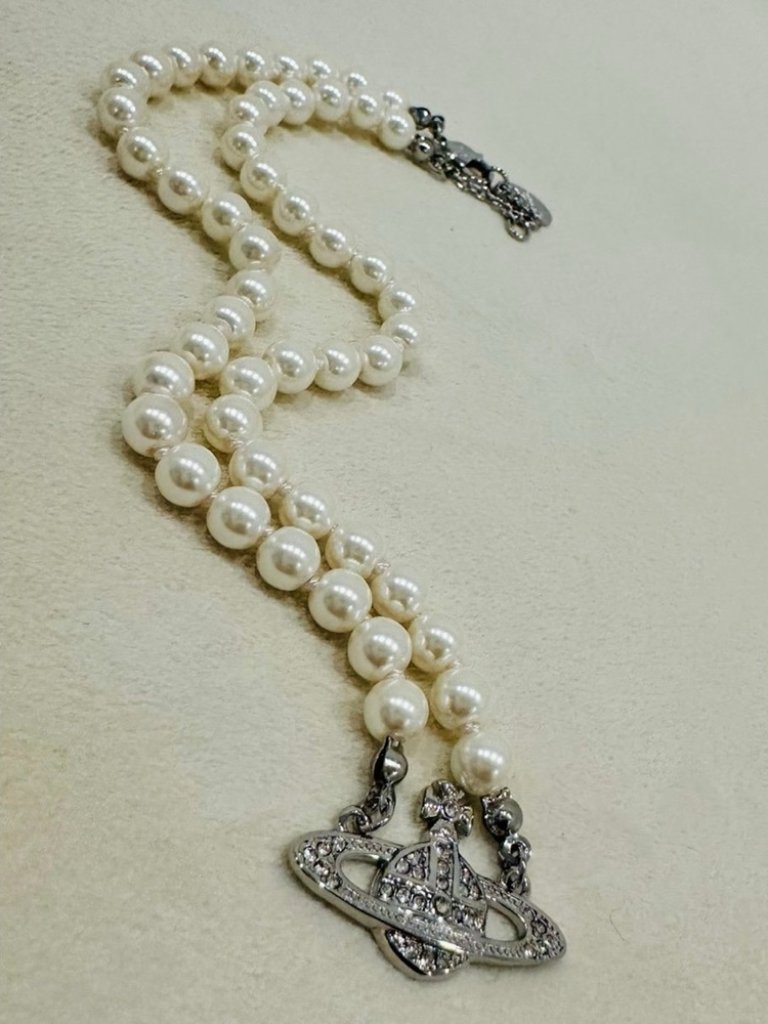 Vivienne Westwood Pearl Orb Choker Necklace Silver Tone Boxed Set New 159$
